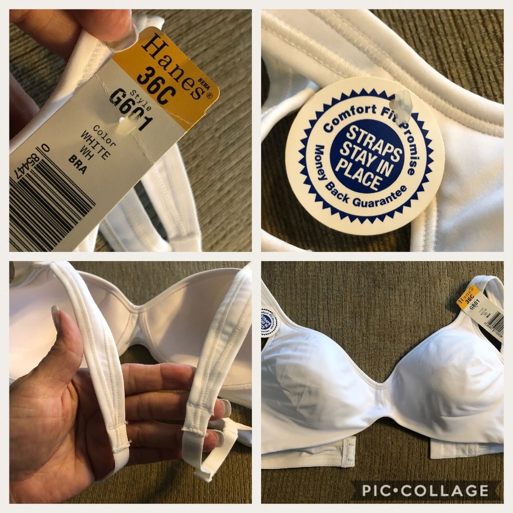 Hanes Lightly Padded Bra 36 C Style G601 Wire Free